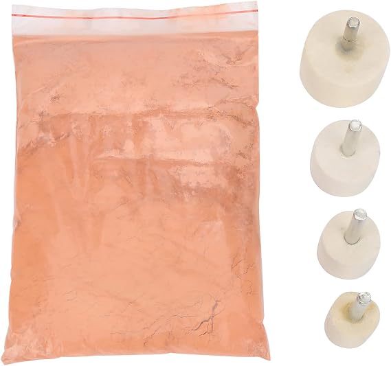 Tyenaza Cerium Oxide Glass Polishing Kit, 4pcs Felt Polishing Wheel with 8 Oz Cerium Oxide Powder, Ceramics Polishing Kit