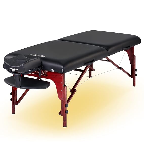 Master Massage 31" Extra Wide Montclair Pro Memory Foam Portable Massage Table Package in Black with Reiki and Ambient Lighting System