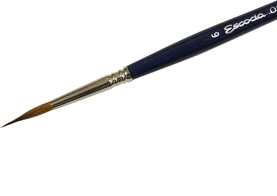 Escoda Optimo Series 1310 Artist Watercolor & Acrylic Short Handle Paint Brush, Pure Kolinsky, Liner, Size 6