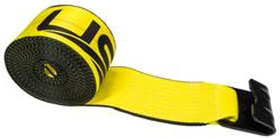 US Cargo Control 4 Inch x 50 Feet Winch Strap with Flat Hook, Heavy Duty Trailer Winch Strap for Cargo Securement, 5,400 lbs. Working Load Limit, 4 Inch Straps for Flatbed Trailer, Truck