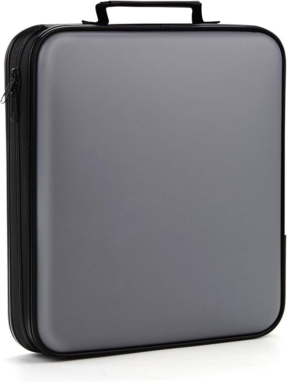 DVD Storage CD Case Holder: 160 Capacity CD Sleeves Black Disc Cases Binder for Car - CD Hard Organizer Box - Large DVD Wallet for Movie/Music/Game & Portable CD Book (160 Capacity Grey)