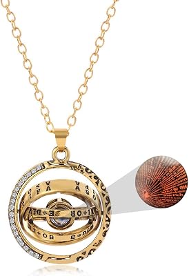 I Love You Necklace in 100 Languages Engraved Rings Pendant Projection Necklace Stone Pendant Spinning Necklaces Chain Gold