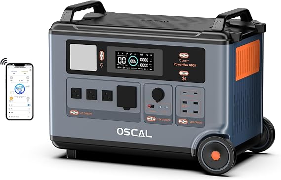 PowerMax 6000 Portable Power Station Solar Generator for Home Backup | 3600Wh LFP Battery, 6000W (9000W Peak) AC Output, Fast Charge, UPS, Expandable to 57.6 kWh,for Home Backup, RV, Off-Grid