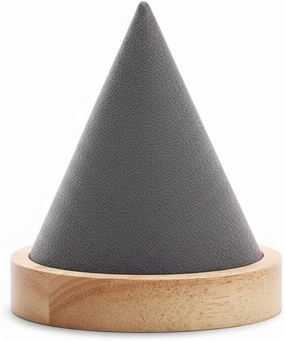 Wooden Cone Display Stand Stable Foundation Cone Bracelet Effortless Stand to Organize Velvet Jewelry Holder for Boutique, Dark Gray, Conical Bracelet Holder
