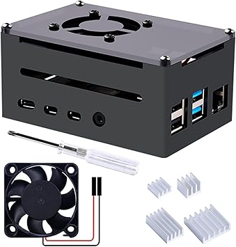 GeeekPi Case for Raspberry Pi 4, Pi 4 Aluminum Case with Fan, Pi 4 Heatsink for Raspberry Pi 4 Model B, High Case Supports POE Hat