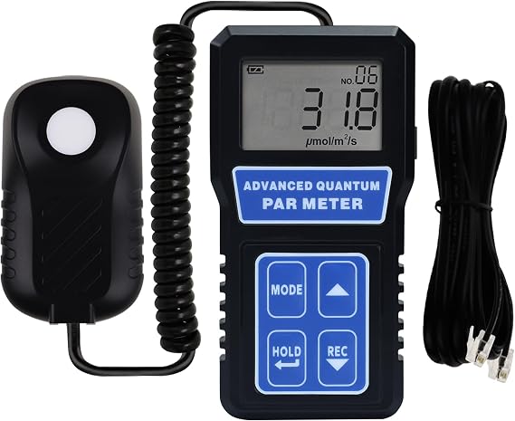 PAR Meter Quantum PAR Meter PPFD Meter for LED Grow Lights (400-700nm), PAR Light Meter with Data Logging for Photosynthesis Light Intensity Indoor Gardening Plant, Aquarium