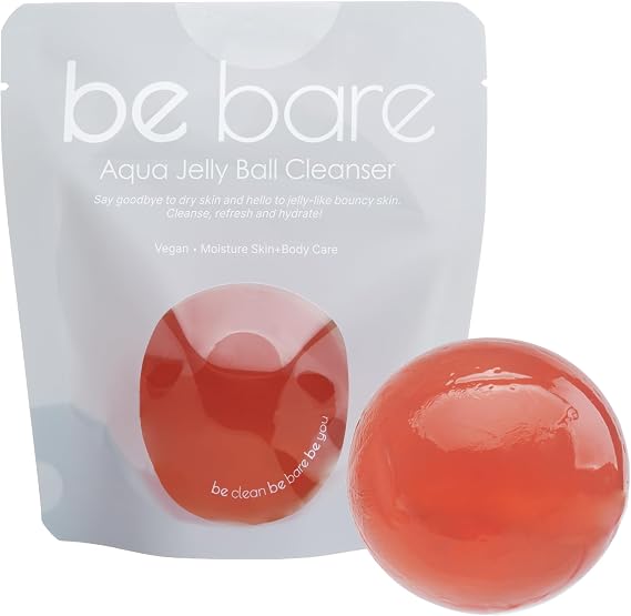 Naisture Be Bare Jelly Ball Cleanser, Daily Face Wash Korean Skin Care Cleanser Ball for Dry Skin with Allantoin for Protection, AHA &BHA for Exfoliation and Hydration- Peachy Pink (1.41oz)