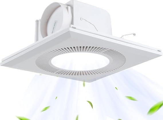 Bathroom Exhaust Fan with LED Light Ceiling Mount Ventilation Fan 136 CFM 1.0 Sones 4 Inch Duct Quiet Bathroom Vent Fan with Light Combo 6000K for Home Bath Office Hotel