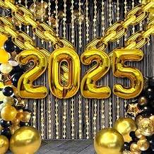 Graduation Decorations 2025:40in 2025 Balloons, Black Gold Graduation Party Decorations with Gold Chain Balloons are Perfect for your New Years Decor