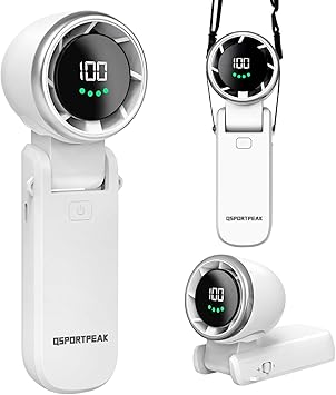 Portable Handheld Turbo Fan, Stepless 100 Gear Wind,4000mAh Rechargeable,Up to 12 Working Hours,3 IN 1 Hand /Desk/Neck Fan with Air Turbo Tech Cooling Fan for Outdoor Activities,Travel,Working-White