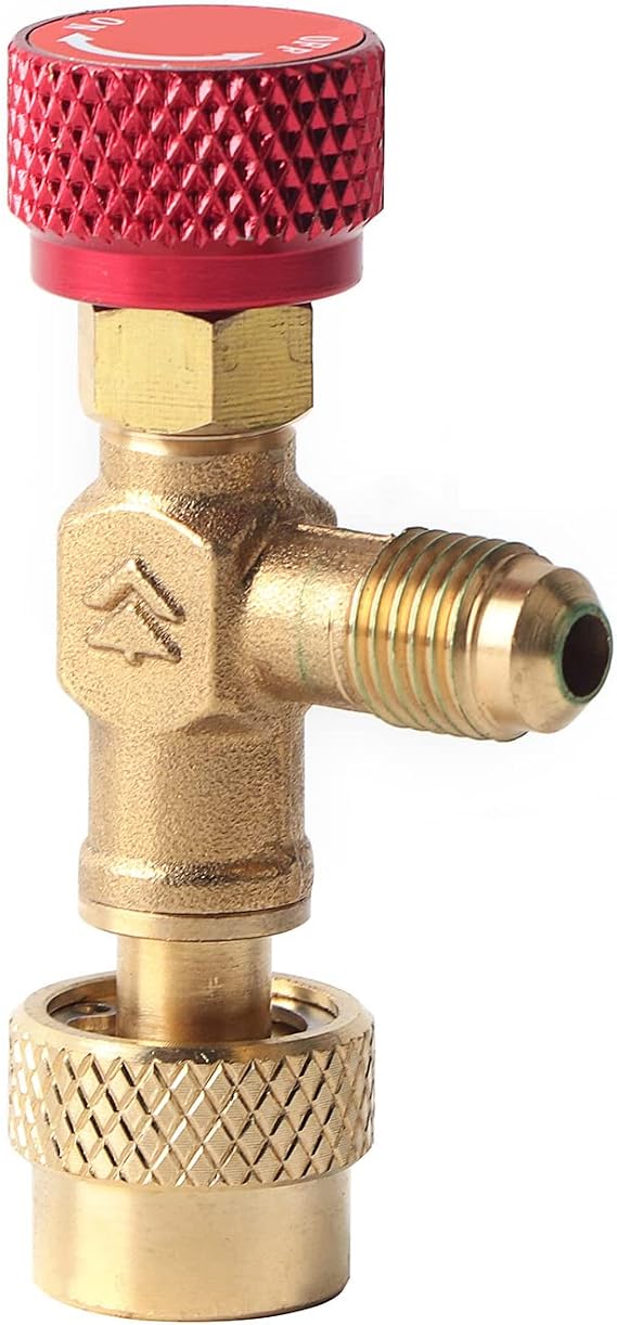 ViaGasaFamido R410A Control Ball Valve Refrigerant Can Bottle Tap Valve Opener Tools 1/4'' - 5/16'' Brass Control Valves for Refrigerant Charging Hose Air