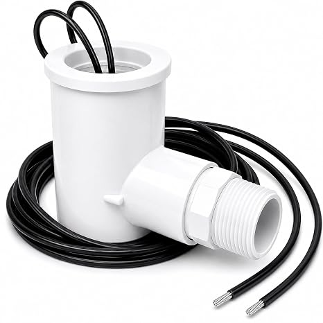 SS2 AC Float Switch AC Float Safety Switch HVAC 3/4 Inch Condensate Shut Off Sensor Can Prevent Overflow in Drain Pan or Gravity Drain Used in Various Applications. ECWB