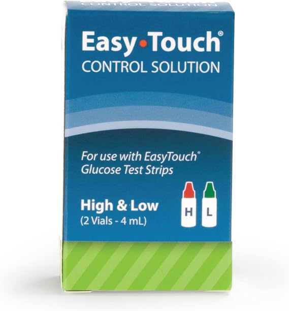 Easy Touch Control Solution Glucose Monitor Kit, Hi & Low, 2 Vials, 4 ml Each