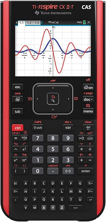 Texas Instruments TI-Nspire CX II-T CAS chart calculator (800 functions, color display, 3D display) black red