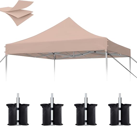 10x10 Canopy Replacement Top, Heavy Duty Pop Up Tent Cover(Top Only)(Beige)