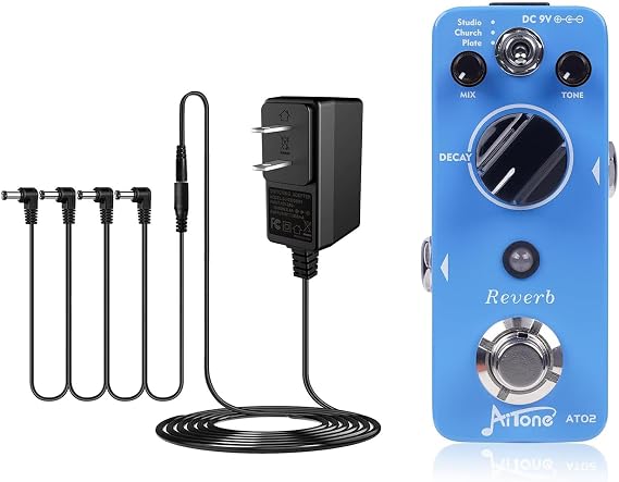 AITONE Reverb Pedal (AT-02) and DC 9V Power Supply (800mA -1A) Adapter