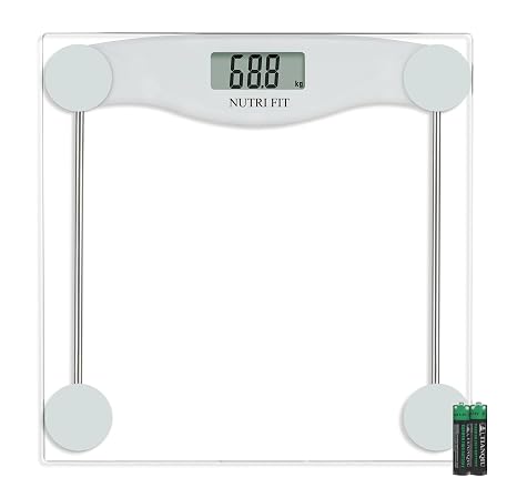 NUTRI FIT Digital Bathroom Scale for Body Weight Loss Bright White
