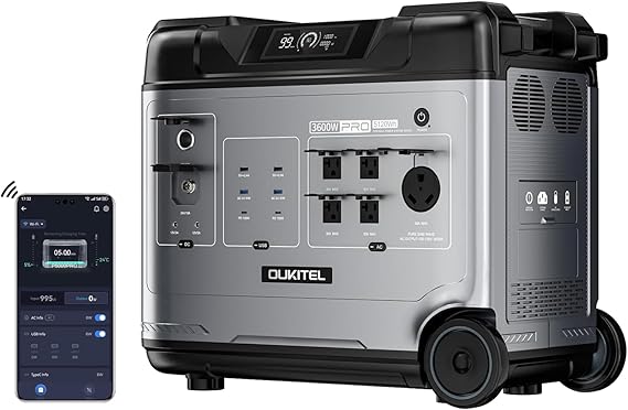 OUKITEL Portable Power Station P5000 Pro, 5120Wh Large Capacity Solar Generator, 5x3600W AC Output(6000W Surge), 2.8H Fully Charged, 1000W MPPT Solar for Emergency, Home Backup, RV, Camping