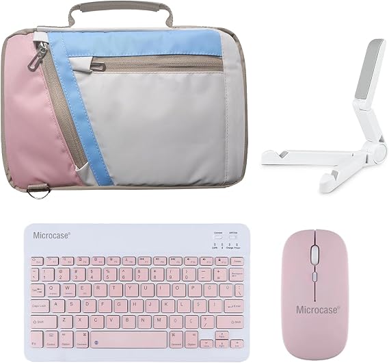 Microcase Samsung Galaxy Tab S10 Lite ile Uyumlu Tablet Çanta+Türkçe Bluetooth Klavye +Mouse+ Standı - Pembe AL4382