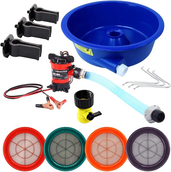 Deluxe Gold Prospecting Kit with Pump, Leg Levelers and 4 Classifiers Mesh 20, 30, 50 and 100