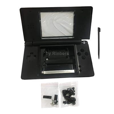 Rinbers Replacement Full Housing Plastic Shell Cover Case Kit Repair Parts with Bottons Stylus Pen Screws for Nintendo DS Lite NDSL - Black