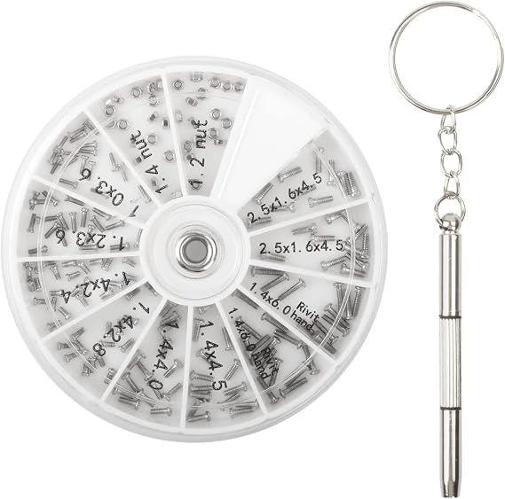 120 PCS Eyeglass Repair Kit,Eye Glass Repairing Tool with Tiny Screws, Nuts, Universal Screwdrivers, Precision Tool for Repairing Eye Glass, Sunglass, Jewelry, Watch
