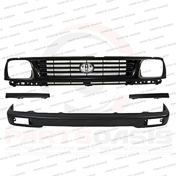 For 1995-1996 Tacoma 2wd Front Bumper Face Bar Black Grille Filler 4pcs To1088101 To1089101 To1002153 To1200194