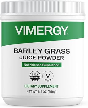 Vimergy Barley Grass Juice Powder Dietary Supplement - 0.8g per Serving (312 Servings) Clean Superfood Formula Promotes Cardiovascular Health* Organic, Vegan & Gluten-Free Regular Size 250g