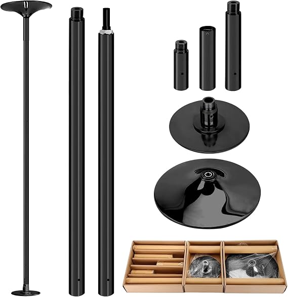 Stripper Pole,Professional Dance Pole Spinnings Static Dancing Poles,Removable 45mm Rotate & Static Dancing Poles,Adjustable Height,Grade Excellent for Home Exercise Club Gym W/Tools(Black)