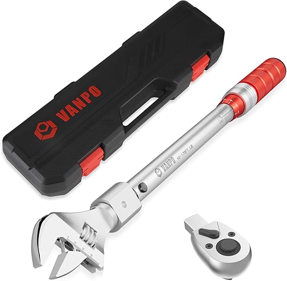 VANPO 1/2" HVAC Torque Wrench, 10-170 Ft-Lb, 38mm Jaw & Ratchet Head