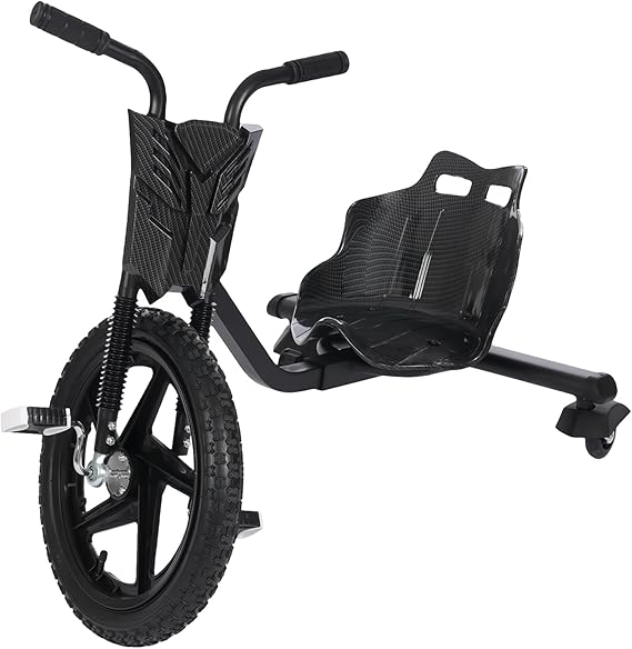 Children's Drift Scooter with Pedals 360° Drift Cart with Lights on the 2 Rear Wheels Adjustable Drift Trike for Children from 6 Years (Matte Black)