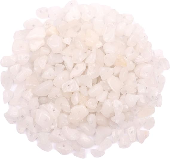 500 pcs Natural Chip Stone Beads, Alabaster 5-8 mm Irregular Gemstones Healing Crystal Loose Rocks Bead Hole Drilled for Jewelry Making Bracelet