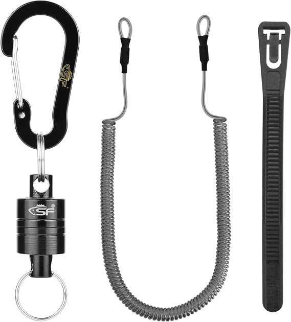 SF Strongest Magnetic Net Retractor with Carabiner Clip Coiled Lanyard