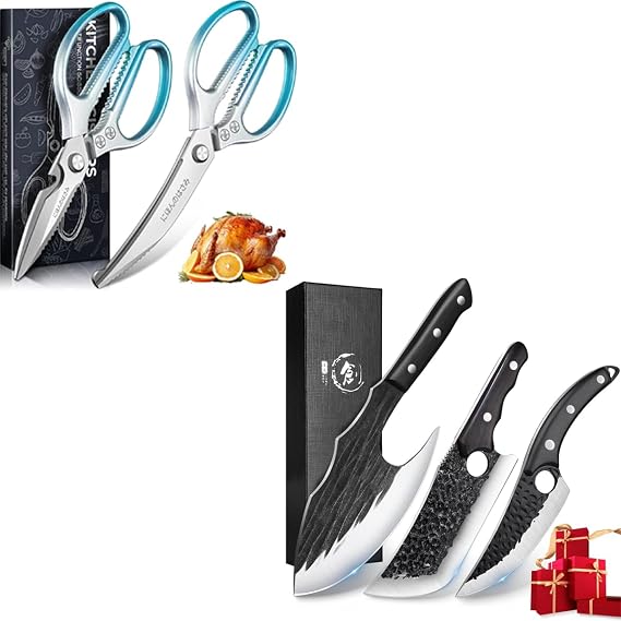 TIJERAS Kitchen Scissors Bundle With TIJERAS Butcher Knife Set