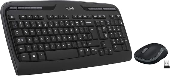 Logitech MK330 Wireless Keyboard and Mouse Set, Multimedia Keys, Liquid Spill Resistant, 10 m Usage Distance, Turkish Q Keyboard, Black
