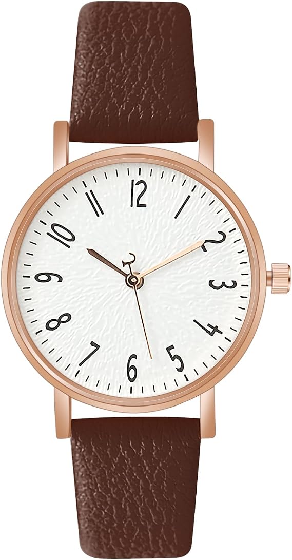 OFFCUP Women's Leather Quartz Watch, Leather Strap Ladies Watches