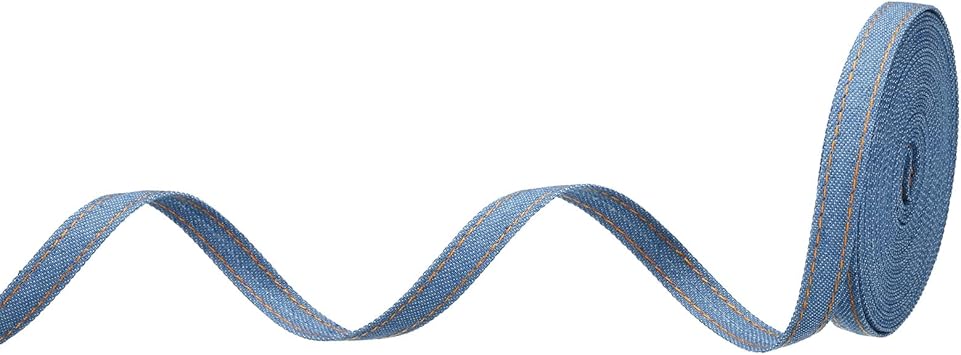 PATIKIL 3/8" Denim Ribbon, 1 Roll 5.5 Yard Layering Jean Fabric Craft Strip for Bow DIY Making Hair Clip Garment Sewing Decorations, Blue