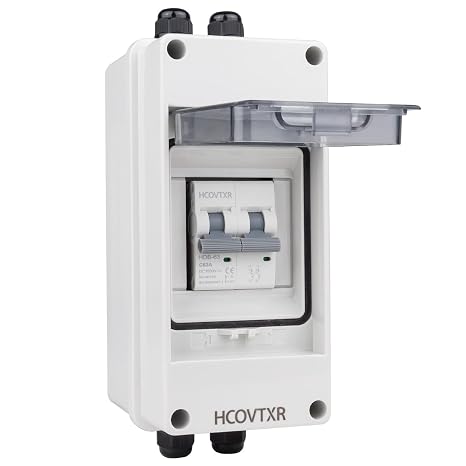 63 Amp PV Disconnect Switch,DC Isolator Switch 1000V for Solar Power,RV Breaker Box with Miniature Circuit Breaker
