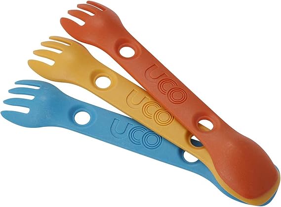 UCO Mini Spork Camping Combo Spoon-Fork Utensil For Kids, 3 Pack