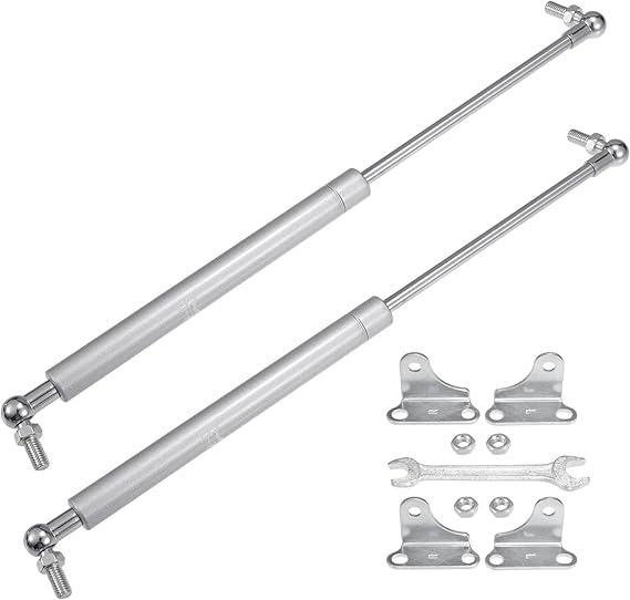 X AUTOHAUX 2 Pcs 15inch 100lb/445N Silver Tone Lift Supports Struts Shocks Gas Spring with Wrench Universal for RV Car Truck Boat