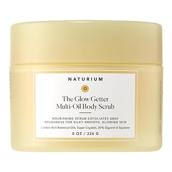 Naturium The Glow Getter Multi-Oil Body Scrub, 8 fl oz | Hydrating Exfoliator for Smooth Skin & Natural Radiance, with Linoleic-Rich Oils, Sugar Crystals, Glycerin & Squalane