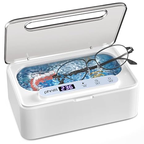 Phniti 47kHz Professional Ultrasonic Retainer Cleaner Machine for Dental Cleaning Three Cleaning Modes
