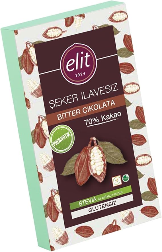 Elit Şeker İlavesiz ve Prebiyotik Bitter Çikolata 60 gr x 3 Adet