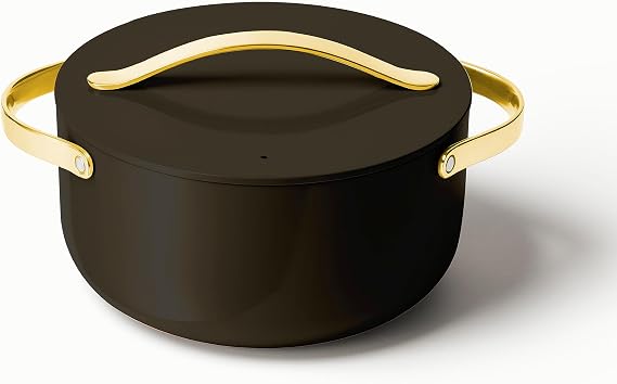 Caraway Non-Stick Ceramic Dutch Oven Pot with Lid (6.5 qt, 10.5") | Non-Toxic, PTFE and PFOA Free, Safe and Compatible with All Stovetops (Gas, Electric and Induction), Black