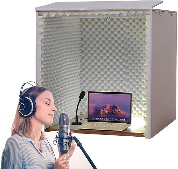 Portable Vocal Booth, Isolation Booth, Sound Booth, Sound Damping, Desktop Soundproof Cover, DIY Sound Recording Vocal Booth Box for Studio Desk, Recording Booth, Microphone