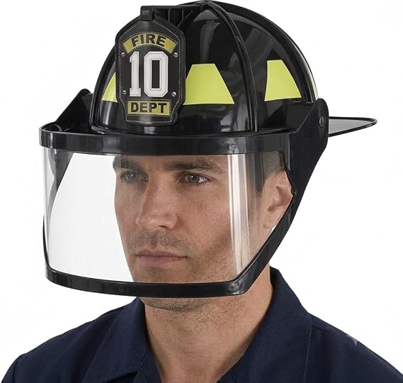 Firefighter Hat, Adult Fireman Helmet Costume with Fire Dept Face Shield