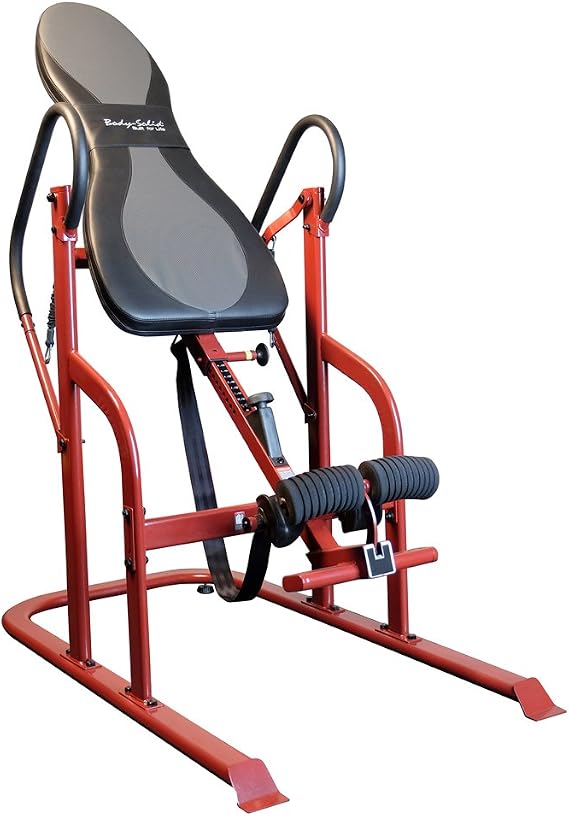 Body-Solid (GINV50 Inversion Table - Heavy-Duty Steel Frame with Thick Padding for Back Pain Relief, Ergonomic Ankle Adjustment, Home and Rehab Use