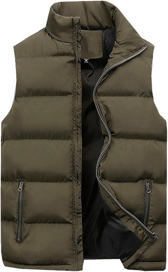 Men's Quilted Sleeveless Vest Winter Padded Puffer Outdoor Lightweight Zip Up Work Gilet Jacket Outwear