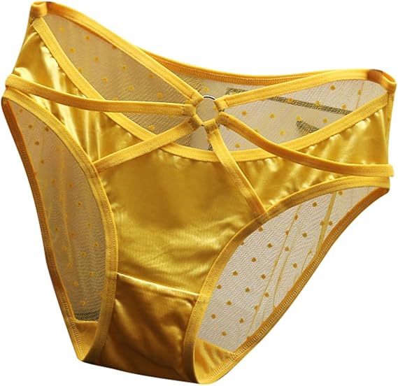 Seamless Panties For Women - Silk Satin Lace Underwear For Women Transparent Low Waist Hollow Out Design Triangle Panties With Oversized Crotch Pure Desire Smooth Bottom