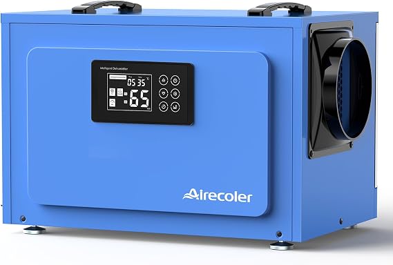 60L Commercial Dehumidifier with Pump for Crawl Spaces & Basements with Drain Hose, Industrial Grade Water Damage Restoration for up to 250 m³, Auto Defrost, Memory Starting